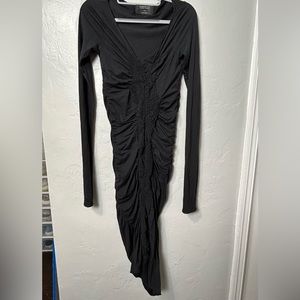 All Saints Spitalfield Trellis Rouche Fitted long sleeve Black Dress
